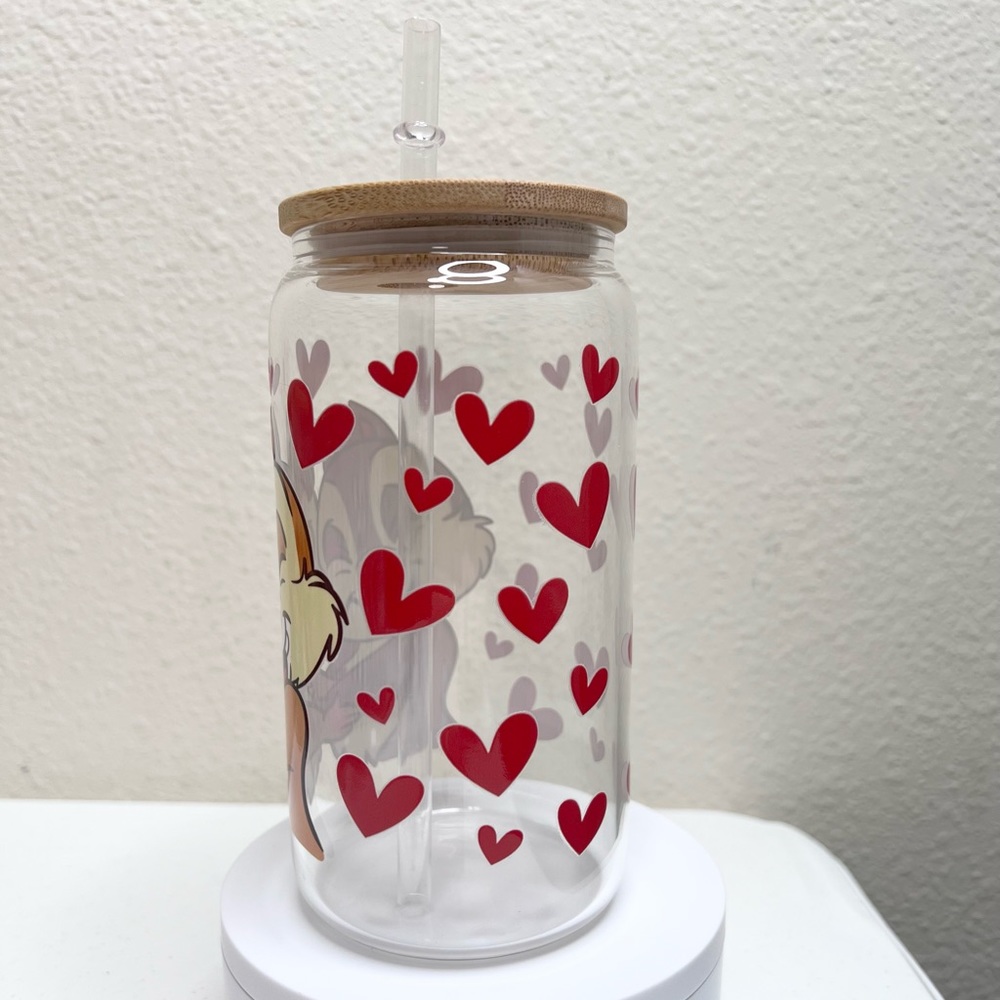 Chip and Dale Handmade Libbey Glass Cup - Picture 3 of 5
